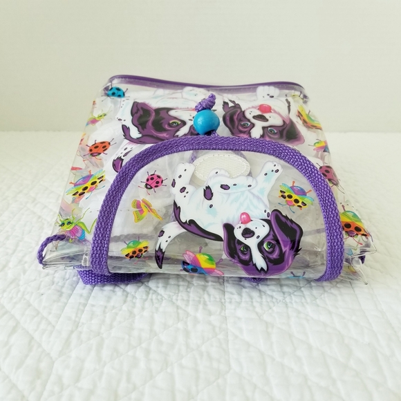 Vintage Lisa Frank  Violet And Velvet Clear Vinyl Drawstring Mini Backpack - Picture 5 of 8